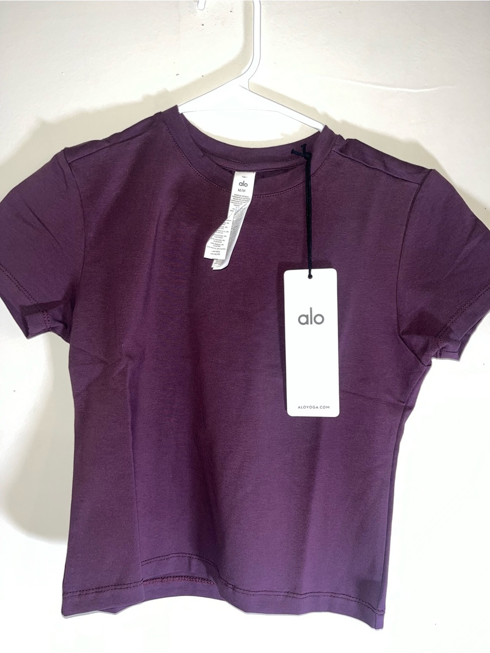 ALO Yoga Short Sleeve Crewneck Tee in Deep Plum